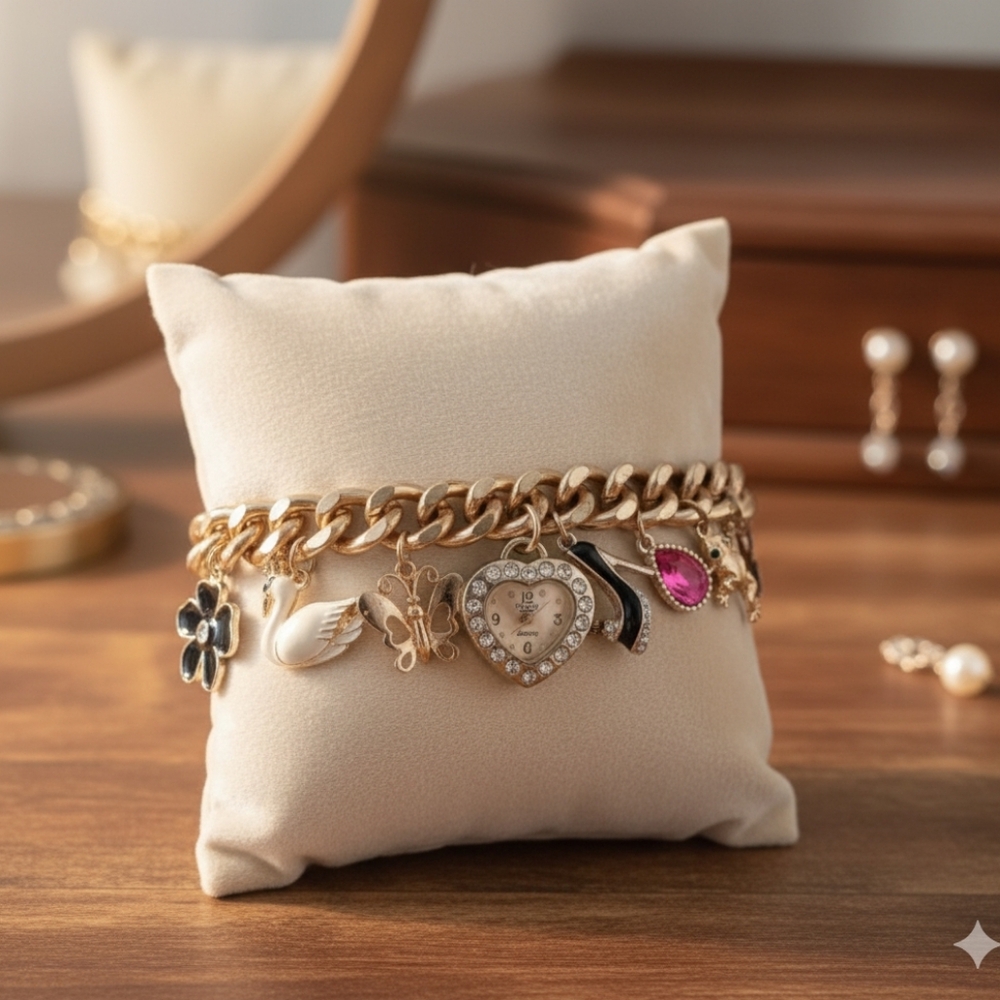 Figaro Couture charm bracelet watch